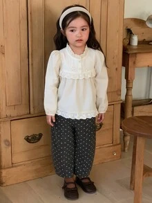 Dazy Kids Infant/Toddler (Girl) Loose Polka Dot Korean Style Bottoms - Grey - View 3