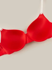 Bralution Plus Size Women's Bowknot Print Casual Daily Spaghetti Strap Bra - Red - View 5