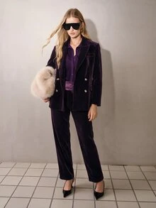 MOTF PREMIUM WOMEN'S ELEGANT BUTTON LONG SLEEVE BLAZER - Violet Purple - View 4