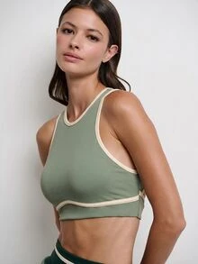 Nöista 女款拼色休閒日常運動內衣 - 綠色 - 查看 9