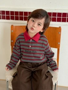Dazy Kids 嬰兒(男嬰)夏季圓領純色休閒短袖上衣 - 紅色 - 查看 4