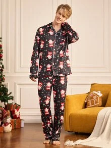 Notgurli Men's All-Over Print Santa Claus Long Sleeve Top And Pants Set - Multicolor - View 4