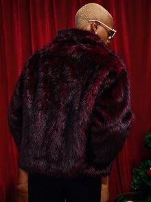 Manfinity Roghcode Men's Fashion Versatile Winter Faux Fur Coat - Purple - View 7