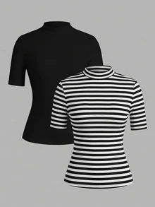 SHEIN EZwear 2件裝大尺碼T恤 - 彩色 - 查看 1