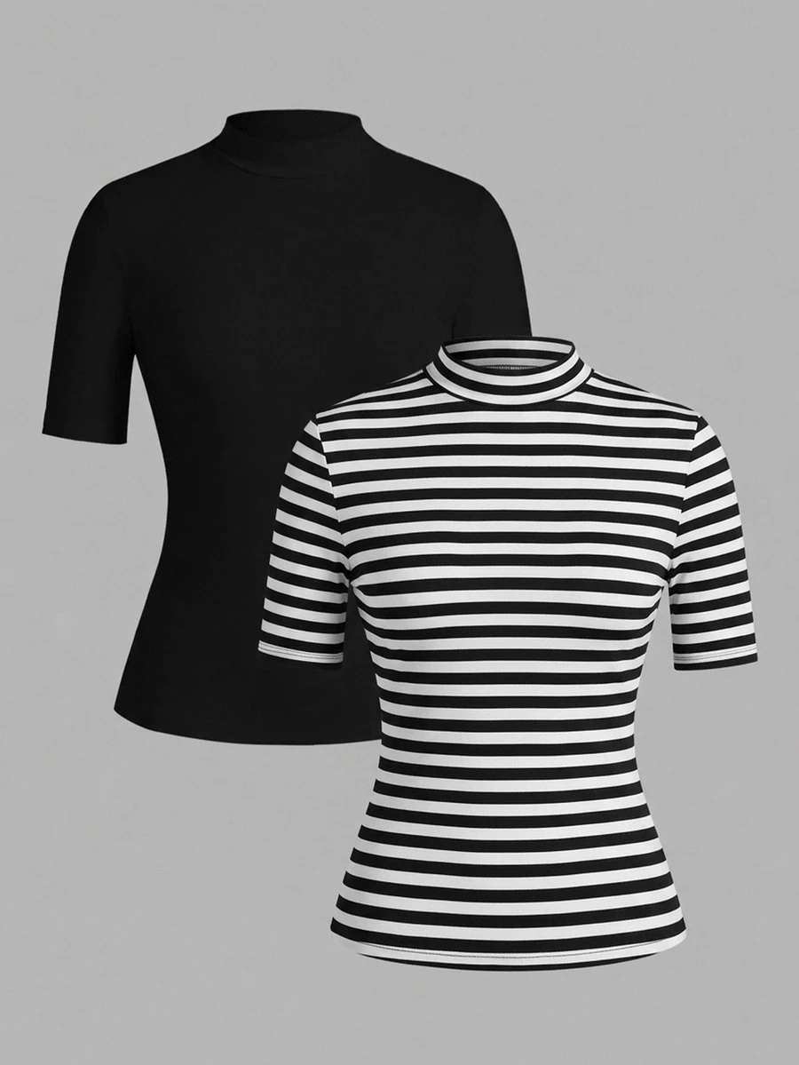 SHEIN EZwear 2件裝大尺碼T恤 - 彩色 - 查看 1