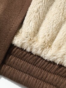 Dazy Plus Fleece Lined Thickened Autumn/Winter New Loose Casual Brown Short Jacket Outerwear - Brown - View 8