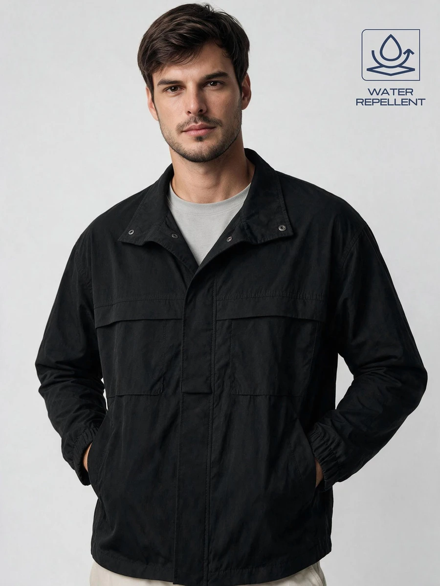 TekDrob Water Proof Utility Anorak With Oversized Fit - Black - View 1