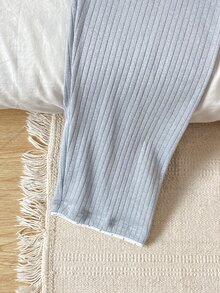 Girls' Simple Elegant Solid Gray Fabric Comfortable Long Sleeve Pants 2 Pieces Loungewear Set - Grey - View 7
