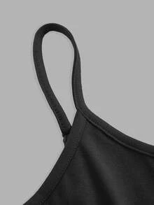 SHEIN EZwear 女款黑色與棕色2件組修身休閒極簡純色細肩帶背心上衣，聚酯纖維材質，適合夏季 - 彩色 - 查看 4