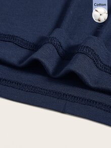 SHEIN BASICS 女款純色高領極簡時尚百搭長袖T恤 - 藏蓝色 - 查看 4