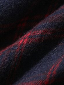 DAZY 2pcs/Set Women's Plaid Cardigan Long Sleeve Shirt Style Top & Straight Long Pajama Pants Sleepwear Set - Red - View 7