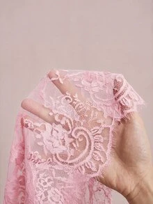 Freevana 女款蕾絲貝殼鈕扣透視襯衫 大尺碼 寬鬆優雅 日常街頭穿搭 通勤 婚禮賓客 晚餐 度假 夏季 秋季 黑色 - 粉色 - 查看 3