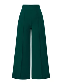SHEIN CURVE+ بنطال نسائي كاجوال محبوك بساق مستقيمة بلون موحد مقاس كبير - أخضر - مشاهدة 5