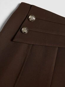 Elenzga Women's Solid Color Casual Versatile Daily Wear Long Pants - Brown - View 4