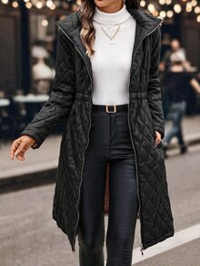 SHEIN Clasi 女款保暖內裡加厚外套，溫暖舒適，秋冬款 - 黑色 - 查看 8