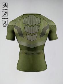 BATMAN X SHEIN Gym Rark 男士蝙蝠印花短袖修身運動T恤，健身房適用 - 彩色 - 查看 2