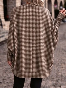 Lounesse 大尺碼女款千鳥格休閒百搭長袖夾克 - 彩色 - 查看 2
