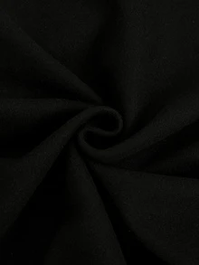 GlowEve CURVE معطف طويل أنيق وكاجوال للنساء للذهاب إلى العمل، بياقة دائرية وطول متوسط وأكمام طويلة ضيقة - أبيض وأسود - مشاهدة 6