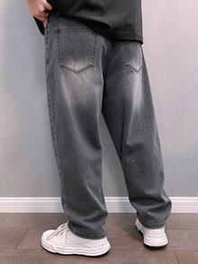STEELVANCE Men's Denim Wide Leg Tapered Pants - Light Grey - View 2