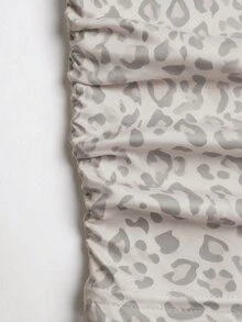 SHEIN Tween女孩秋冬休閒極簡風棕色針織紋理方領修身抓皺長袖T恤與寬鬆直筒長褲套裝 - 彩色 - 查看 5