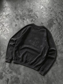 Manfinity BATMAN X SHEIN Men's Letter Print Long Sleeve Versatile Sports Sweatshirt - Black - View 2