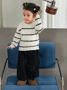 Dazy Kids Infant/Toddler (Girl) Loose Polka Dot Mesh Korean Style All-Over Print Bottoms - Black - View 4
