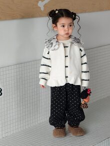 Dazy Kids Infant (Girl) Plush Lapel Floral Sleeveless Vest - Beige - View 3