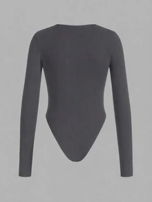 SHEIN EZwear 3件裝純色百搭對比色女款長袖修身連身衣，適合春秋穿著 - 彩色 - 查看 11