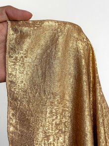Viva Relle Plus Size Women's Metallic Texture Tie Neck Hollow Out Lantern Sleeve Sexy Bow Dress - Gold - View 7