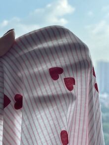 SHEIN Tween女孩櫻桃圖案V領長袖上衣與長褲睡衣套裝 Twee - 粉色 - 查看 18