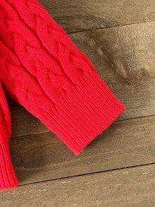 LMoss Kids Baby Girl Baby Girl Red Knit Pony Half-Turtleneck Long Sleeve Sweater, Suitable For Autumn/Winter - Red - View 5
