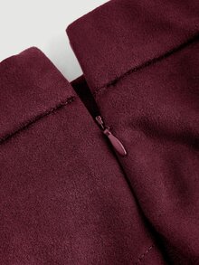 SHEIN MOD 女款復古嬉皮鉚釘流蘇黑色麂皮A字裙，秋季裙，納什維爾穿搭，海盜裙 - 酒紅色 - 查看 3