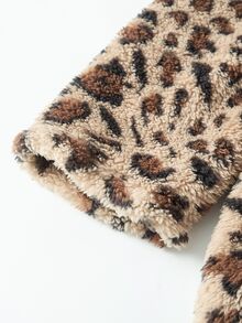 SHEIN 大童男孩豹紋長袖毛絨連帽居家睡袍 - 彩色 - 查看 4