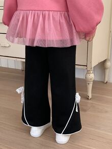 Dazy Kids Infant/Toddler (Girl) Solid Color Casual Flared Pants - Black - View 2