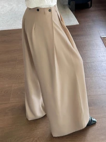 Dazy Plus Plus Size Women's Solid Color Casual Versatile Daily Wear Long Pants - Khaki - View 1