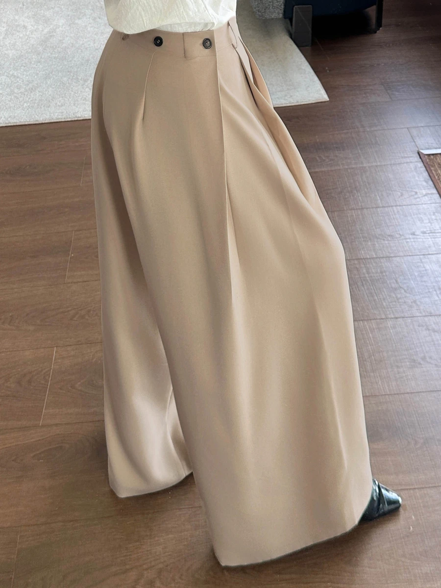 Dazy Plus Plus Size Women's Solid Color Casual Versatile Daily Wear Long Pants - Khaki - View 1