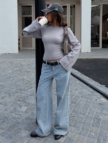 Muchica Grey Women's Fitted Versatile Sweater - Grey - View 4
