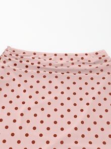 SHEIN 玫瑰印花抹胸上衣與魚尾裙擺兩件套（不對稱印花） - 粉色 - 查看 6