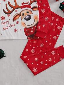 SHEIN Men's Cartoon Print Top And Pants Loungewear Set, Christmas Style - Multicolor - View 5