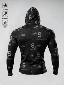 SUPERMAN X SHEIN Gym Rark Men's All-Over Print Casual Versatile Daily Wear Hooded Sweatshirt - Multicolor - View 2