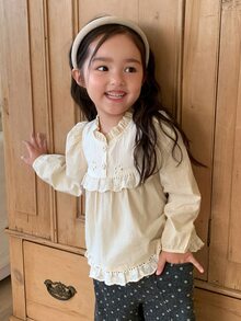 Dazy Kids Infant/Toddler (Girls) Casual Korean Style Long Sleeve Versatile Forest-Inspired Top - White - View 6