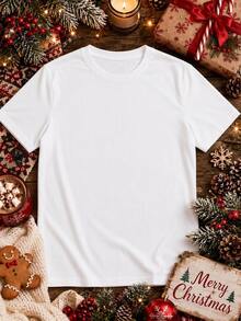 OlaRiff Men's Christmas Santa Print Short Sleeve Crew Neck T-Shirt Holiday - White - View 3