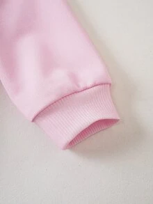TOM & JERRY X SHEIN Baby Girl Cartoon Tom And Jerry Pattern Crew Neck Long Sleeve Sweatshirt And Elastic Waist Long Pants 2 Pieces Set - Pink - View 5