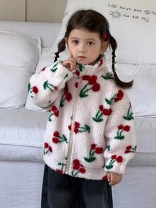 Dazy Kids Infant (Girl) Soft Fleece Long Sleeve Autumn/Winter Jacket - Beige - View 6