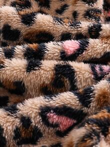 SHEIN Tween Girl Long Sleeve Fleece Fashionable Cute Leopard Ear Hooded Jumpsuits, Suitable For Indoor & Outdoor Wear In Winter - Multicolor - View 7