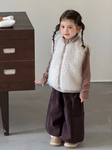 Dazy Kids Baby Girl Stand Collar Korean Style Autumn/Winter Jacket - Apricot - View 4