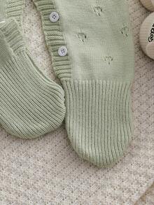SHEIN 新生兒灰色-紫色針織連身衣，柔軟卡通連身褲配優雅細節，適合春、秋、冬，日常穿著、派對、旅行 - 綠色 - 查看 7