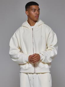 Musero Sport Oversized Crop Length Zip Through Hoodie Autum Winter Sports Activewear - Apricot - View 1