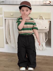 Dazy Kids 男嬰休閒素色街頭風工裝褲 幼兒 - 黑色 - 查看 5