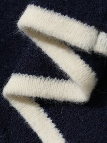 Dazy Kids Infant (Girl) Lapel Long Sleeve Cartoon Embroidered Autumn/Winter Korean Style Cardigan - Navy Blue - View 8